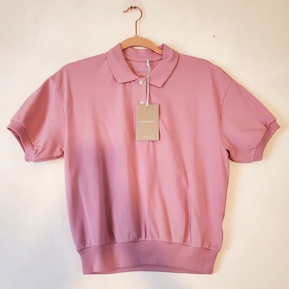 Everlane Mauve Polo Shirt Collar Organic Cotton Size Small Women NWT - Picture 1 of 9